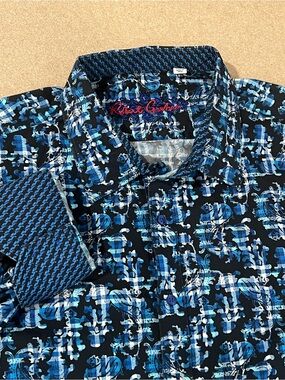 Robert Graham Shirt Mens 4XL Blue Paisley Long Sleeve Button Up Geometric Print